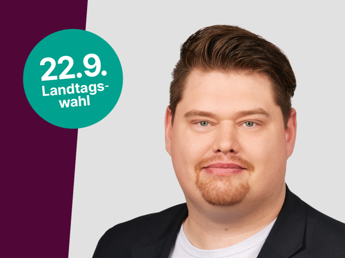 Das Foto zeigt das Wahlplakat von Tobias Lübbert zur Landtagswahl 2024.