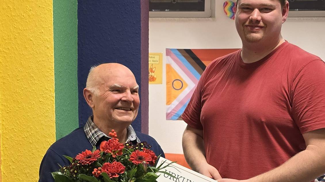 Das Foto zeigt die Genossen Stemmler und Lübbert.