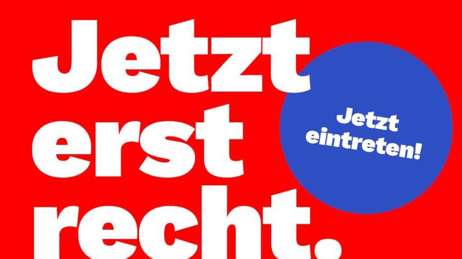 Das Bild ist ein Aufruf zur Mitgliedschaft bei der Linken.